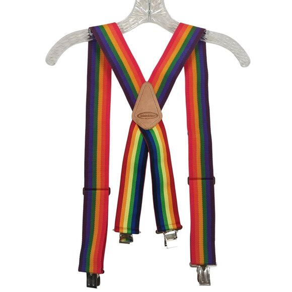 McGuire-Nicholas Rainbow Suspenders Adjustable Workwear Braces Heavy Duty ClipOn - Picture 2 of 8